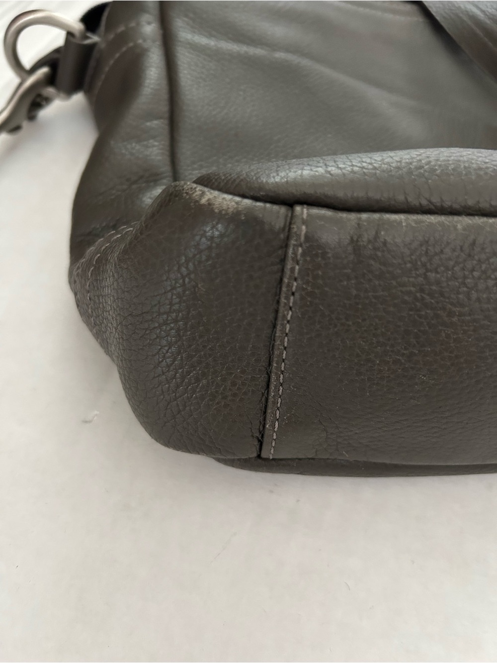 Coach Metropolitan Gray Leather Messenger Briefcase with Shoulder Strap - Picture 12 of 14